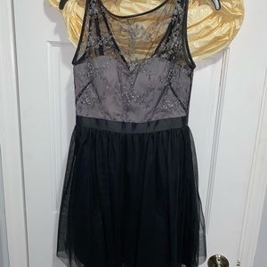 Aqua Tulle black mini dress